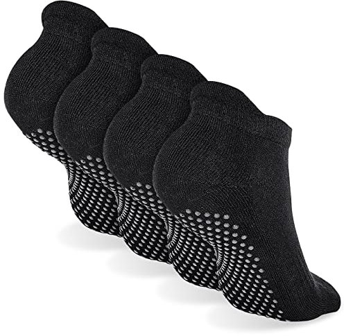 4 Pares Calcetines de Yoga Calcetines Antideslizantes para Mujer Fit Yoga Pilates Ballet Low Top Calcetines Deportivos