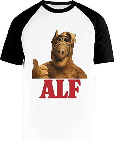 Alf Retro Thumb Up T-Shirt De Baseball Blanc pour Hommes Femmes Manches Courtes Unisexe Col Rond White Unisex L