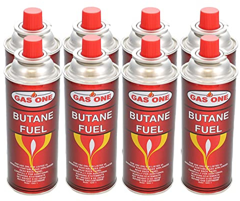 Gas One 8 Pack - 8oz Camping Fuel Canisters for Portable Gas Stoves - UL Safety Certified - Made In Korea