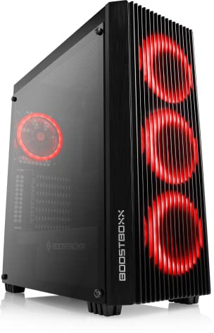 Gaming PC-Gehäuse Thor - Midi-Tower, RGB Beleuchtung (inkl. Steuerung), Glas-Seitenteil, vormontierte Lüfter, E-ATX, ATX, Micro-ATX, Mini-ITX, schwarz