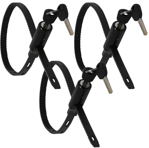 Urban August Multi-Purpose Keyed Adjustable Zip Tie Lock - 3 Pack Keyed Alike - Black Stainless Steel Refrigerator Cabinet Bike Stroller Helmet Lock
