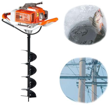 JOSBY Excavadora de Agujeros a Gas de 2 Tiempos, Excavadora de Agujeros para Postes de barrena de 2600 W, con Broca de una Sola Hoja y Broca de Doble Hoja, Velocidad de perforación de 9000 r/min