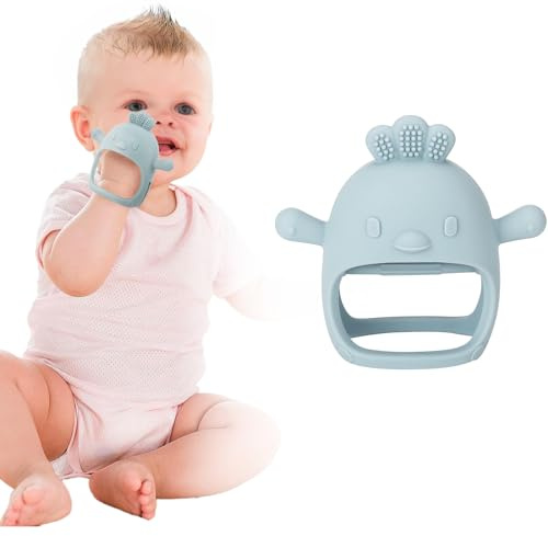Mordedor para bebé – Ayuda dental para bebés a partir de 0 3 6 9 12 meses, guante mordedor para bebé, manopla sensorial, juguete para morder para bebés