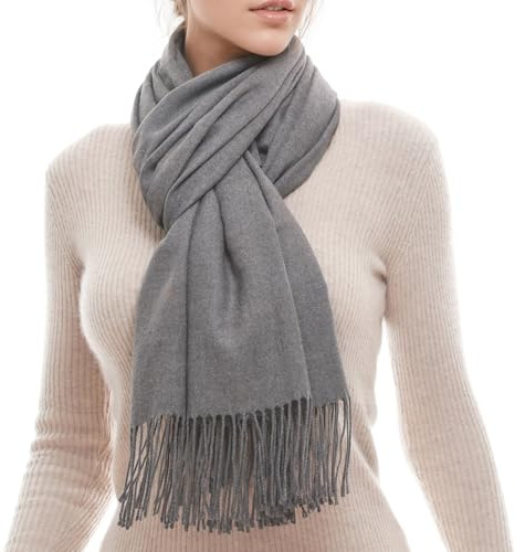 RIIQIICHY Winter Women Grey Scarf Ladies Warm Pashmina Shawl Wraps for Wedding