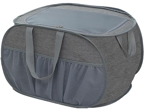 Pop Up tvättkorg 37 x 37 x 60 cm vikbar med handtag – vikbar förvaringskorg i mesh för barnrum, camping och resor (med lock)