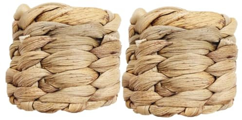 LABRIMP Ronds De Serviette Tissés Main en Herbe De Calebasse 5x5 Cm, Ensemble De 2 Pièces, Anneaux Rustiques en Fibre Naturelle, Décorations De Table pour Dîner Et Événements Festifs