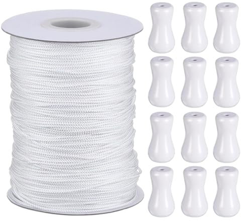 Wonninek Picture Hanging Cord 1.8mm 100M Roman Blind Cord White Braided Cord Blind String Cord for Crafts Blinds Windows Vertical Blind Replacement