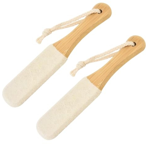 Bimsstein Fußpflege 2 Stück Hornhautfeile,Hornhautraspel,Hornhautraspel Fußfeile,mit Holzgriff,Doppelseitiges Design,Geeignet für Raue Haut,Pediküre,Fußpflege Entfernung Abgestorbener Haut