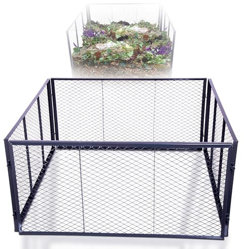 Novatool Lot de 2 composteurs de jardin en métal 100 x 100 x 100 cm, avec système d'emboîtement extensible, composteur en métal revêtu par pulvérisation d'un volume de 1000 l, grille de compost bio