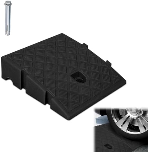 Trottoarramp, bärbar, rullstol, rullstol, rullator ramp, plast uppkörningsramp för bil cykel, dörrtröskelramp med förlängningsbultar (27 x 25 x 7 cm)