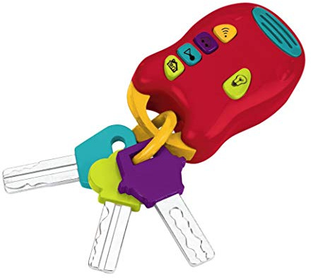 Battat – Licht & Geräusche Tasten – Spielzeug-Schlüssel-Set – 3 Tasten & Fernbedienung mit 4 lustigen Geräuschen – Mini-Taschenlampe – 10 Monate +