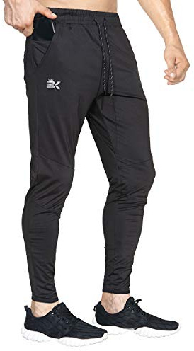 BROKIG Mens Lightweight Gym Jogger Pants,Men's Workout Sweatpants with Zip Pocket(Black,Small)