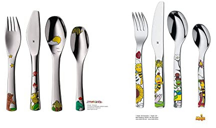 WMF Janosch & Biene Maja Kinderbesteck Set 4-teilig, Cromargan poliert, spülmaschinengeeignet, für Kinder ab 3 Jahre
