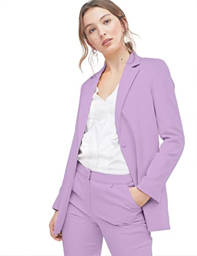 EXTRO&VERT Boyfriend Blazer Jacken für Frauen Einzelknopf Seitentaschen Anzugjacke für Freizeit Business, Flieder, XXL