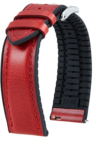 BINLUN Correas de Reloj de Cuero 14mm 16mm 18mm 19mm 20mm 21mm 22mm Correa de Reloj Piel de Liberación Rápida Cera de Aceite Cuero y Silicona Híbrido Correa de Repuesto para Hombres Mujeres 6 Colores