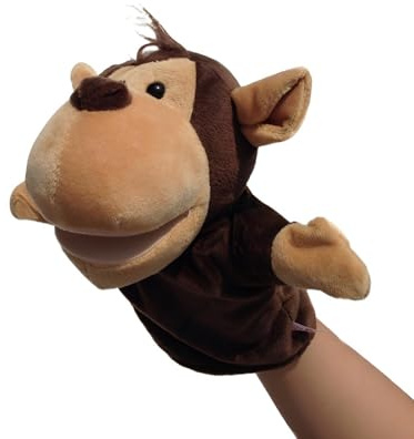 Proumhang Marionette a Mano per Bambini,Morbido Peluche Animale Zoo Marionetta per Bambini,Ragazzi,Ragazze,Grandi Bocche Mobili Scimmia 25cm