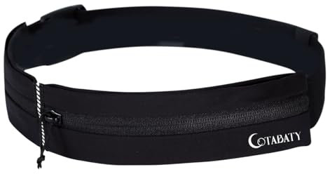 Cotabaty wasserdichte Laufgürtel mit verstellbarem elastischem Gurt, große Kapazität für Läufer, geeignet für Workouts, Übungen, Radfahren, Spaziergänge, Reisen und Outdoor-Aktivitäten(Schwarz)