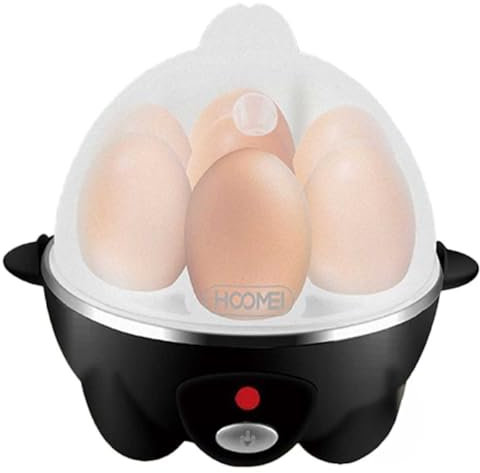 Cuociuova 350W da 7 Posti, Mini Bollitore Rapida per Uova con Misurino + Contenitore per frittata, Funzione di Spegnimento Automatico (Nero Argento)