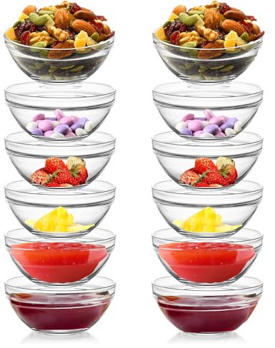 Keyoung 12 Stücke Marmeladen Schälchen, Kleine Glasschälchen 45ML für Mini Soßen-Schalen, Tapas, Ketchup Buffet und Schönheitszwecke wie Gesichtsmasken