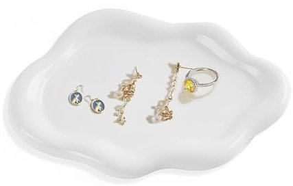 CHENKEE Piatto per Gioielli, 2 Pezzi Vassoio per gioielli in ceramica, Piattino Portagioie a Forma di Nuvola,per la Festa Della Mamma, Giorno del Ringraziamento, Regalo di Compleanno per Donne