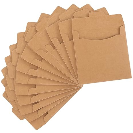 BELLIFFY Fundas De Papel Para Cd y Dvd Kraft 50 Unidades, Bolsas De Almacenamiento Duraderas, Protección Contra Rayones y Humedad, Adecuadas Para Oficina y Uso Doméstico, Color Marrón Kraft