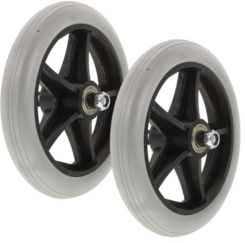 FRCOLOR 2pcs Wheelchair Front Wheels Non- Replacement Casters for Wheelchair Walker Solid Tyre Design Easy Installation Suitable for Indoor and Outdoor Use