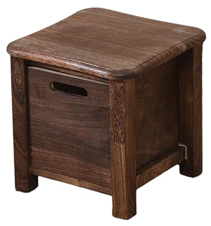 JISADER Sgabello in Legno con cassetto per Cambio Scarpe, Soluzione salvaspazio per casa, Marrone, 30x30x30 Cm