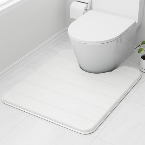 wyewye Memory Foam Toilet Mat 50x60 cm White - Ultra-Soft, Non-Slip, Super Absorbent Bathroom Rug