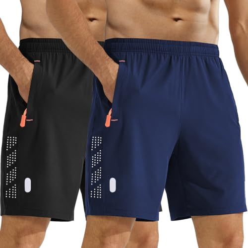 Zoofly Short de Tennis avec Zip pour Homme Gym Running Pantalon de Sport Homme Shorts d'entraînement Jogging avec Poches Court Pantalon de Course Men