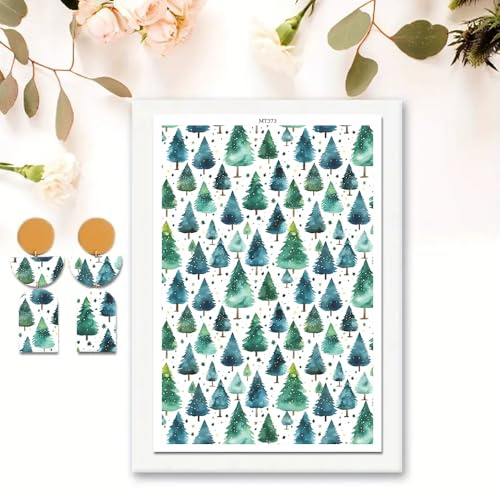 12 Sheets Christmas Teer Theme Transfer Paper for Polymer Clay, 5.82X3.93 inch Transfer Sheets Polymer Clay, Print Polymer Clay Transfer Paper for DIY Art Jewelry Earrings Making