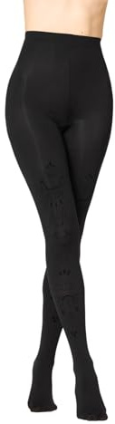 Goldenpoint Donna Collant Fantasia Mandala in Rilievo 50 Denari con Tassello Igienico e Cinturino Anatomico Taglia L Colore Nero
