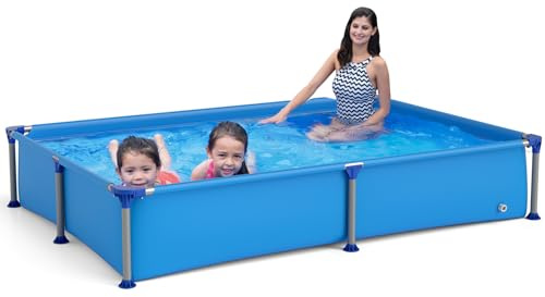 RELAX4LIFE Piscine Hors Sol pour Enfant, Piscine Tubulaire Enfant pour Extérieur/Intérieur, Cadre en Métal Revêtu, Paroi en PVC 3 Couches, Montage sans Outils, 229x160x42,5 CM