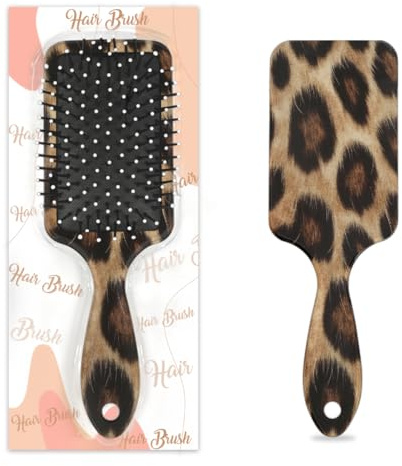 Myfsucce Spazzola per capelli da donna, spazzola districante massaggiante con motivo leopardato, spazzola lisciante antistatica per capelli bagnati/asciutti