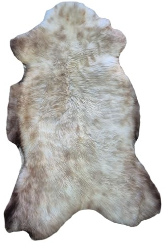 FURRYMAN Pelliccia di agnello naturale giallo mélange – Vera pelle di pecora unica – Tappeto decorativo di alta qualità & copripoltrona – Morbida pelliccia a pelo lungo circa 6 cm – Ecologico