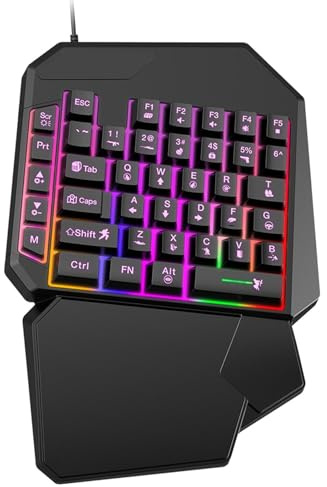 Enhandstangentbord: spelkontroll, ergonomiskt programmerbart tangentbord, professionell design | Kompakt speltangentbord för PC-konsoler Smartphones daglig underhållning Stre