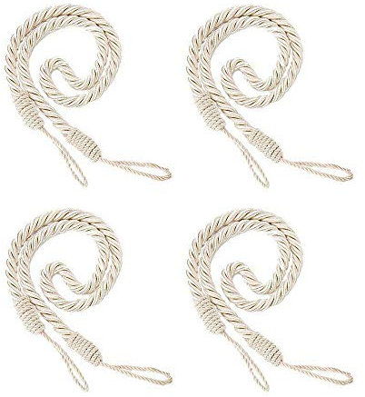 Abrazaderas Cortinas 4 Piezas Atado a Mano Cuerda del cordón Trenzado de Punto Beige Cuerda Cortina Clip Cortina Hebilla para Decorativa Accesorios Hogar