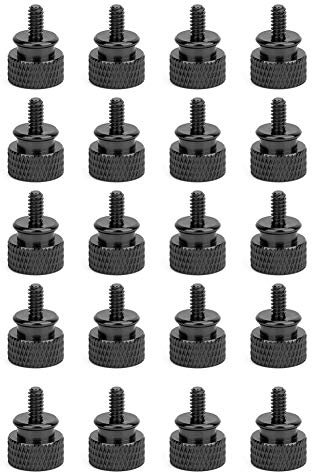 20 Pack Computer Case Thumbscrews, Fully Threaded 6-32 Teeth Knurled Thumb Screws, Aluminum Alloy Case Anodized Hand Fastener for Cover/Power Supply/PCI Slots/Hard Drives(black)