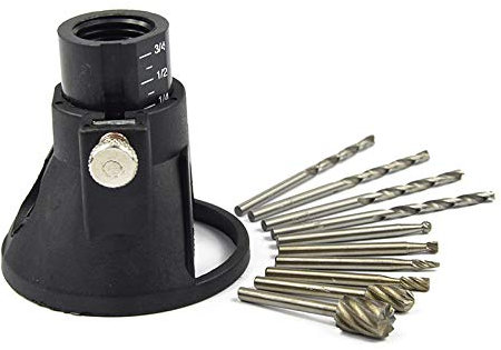 Rotary Multi Tool Cutting Guide Attachment Kit with HSS Router Drill Bits Set, 11 Pieces