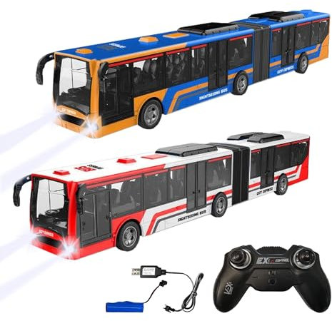 Diawell RC Ferngesteuerte Linienbus Auto Spielzeugauto mit Frondlicht Akku Ladegeräte 2,4GHz 45cm Lang 2,4 GHz mit Wiederaufladbare Batterien als Geschenk für Kinder, Jungen und Mädchen