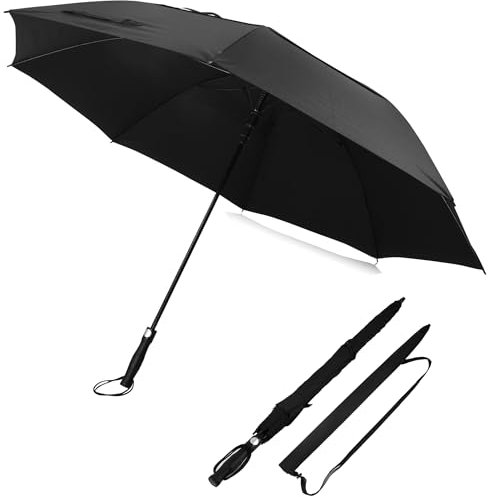 Sternenfunke XXXL Regenschirm für 2 Personen Ø150 cm - Großer Golf Regenschirm Schwarz Sturmfest, Stabiler Griff, Ohne Aufdruck - Familienregenschirm