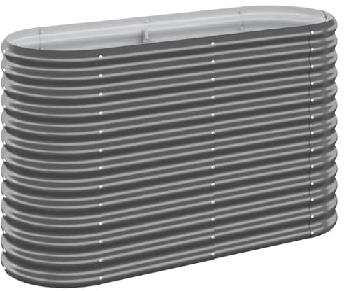 vidaXL Hochbeet, Wetterfestes Hochbeet für Garten Balkon Terrasse, Kräuterhochbeet zum Selber Bauen, Pflanzkasten aus Metall, Pulverbeschichteter Stahl Anthrazit