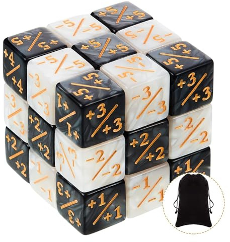 MsTeco 24 Pezzi Contatori di Dadi MTG di Gettone Dadi Fedeltà D6 Cubo con Borse Compatibile con MTG, CCG, Accessori per Gioco di Carte, 2 Stili