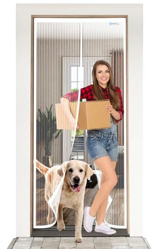 ESMAYULO Zanzariera Magnetica 120x240 cm, Facile da Installare, Senza Bisogno di Attrezzi, Adatto ai Bambini e Agli Animali Domestici. Bianco