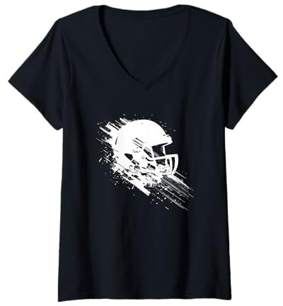 Damen American Football Helm Footballer Linebackers T-Shirt mit V-Ausschnitt