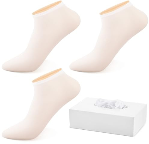 Mepase 200 Pieces 100 Pairs Disposable Nylon Socks Foot Socks Bulk Ankle Slip on Stocking for Women Guest Men Unisex (White)