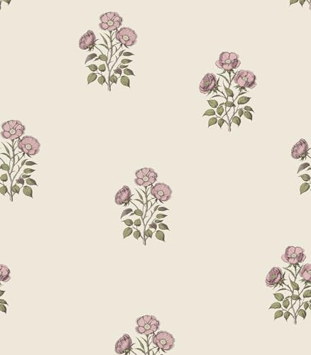 LUKUUI 17.3”×393.7” Vintage Floral Wallpaper Retro Rose Flower Contact Paper for Cabinets Self Adheisve Floral Wallpaper for Bedroom Accent Wall Cabinets