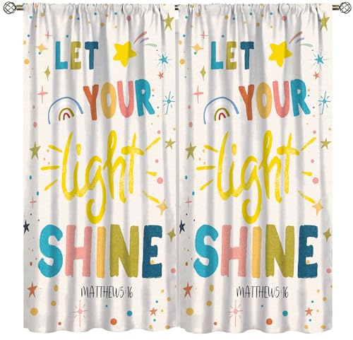 AAVEUP Quotes Curtains for Kids,Quotes Small Short Cafe Window Curtains Cute Child Cartoon Motivational Rainbow Sun Window Drapes for Nursery Boys Girls Bedroom Living Room 42x45in (No Blackout)