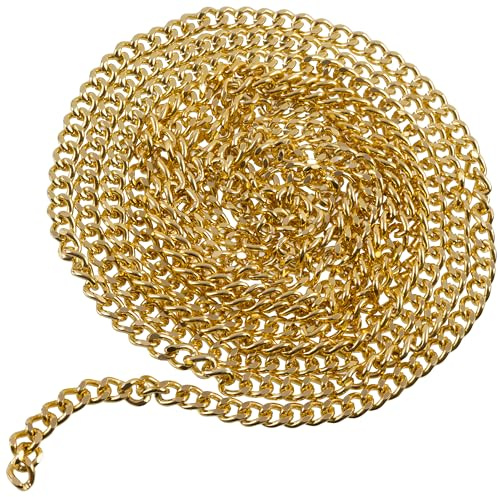 AERZETIX - Catena decorativa 2 m con maglie 5.8x7.5 mm - in metallo - colore dorato - creazioni fai da te tracolle per borse progetti di decorazione artigianato