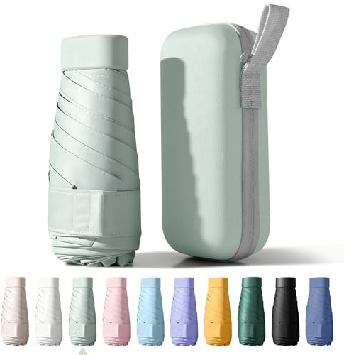 Betrynidil Taschenschirm, 6-Rippen Mini Regenschirm Windfest mit Auto-Open & Kapselhülle, Tragbarer Reiseschirm mit UV-Schutz für Männer & Frauen (Fruchtgrün)