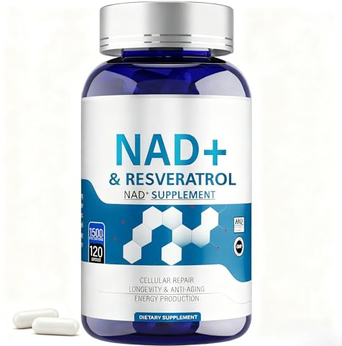 Integratore Premium NAD+ & Resveratrolo 1500mg | 120 Capsule Molli | Supporto Anti-Aging e Benessere Cellulare | Confezione da 1 bottiglia